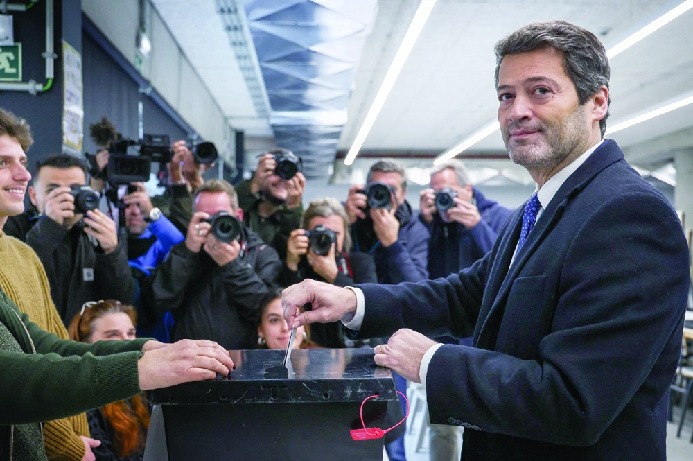 Portuguese presidential candidate Andre Ventura casts a ballot, in Lisbon. — Reuters