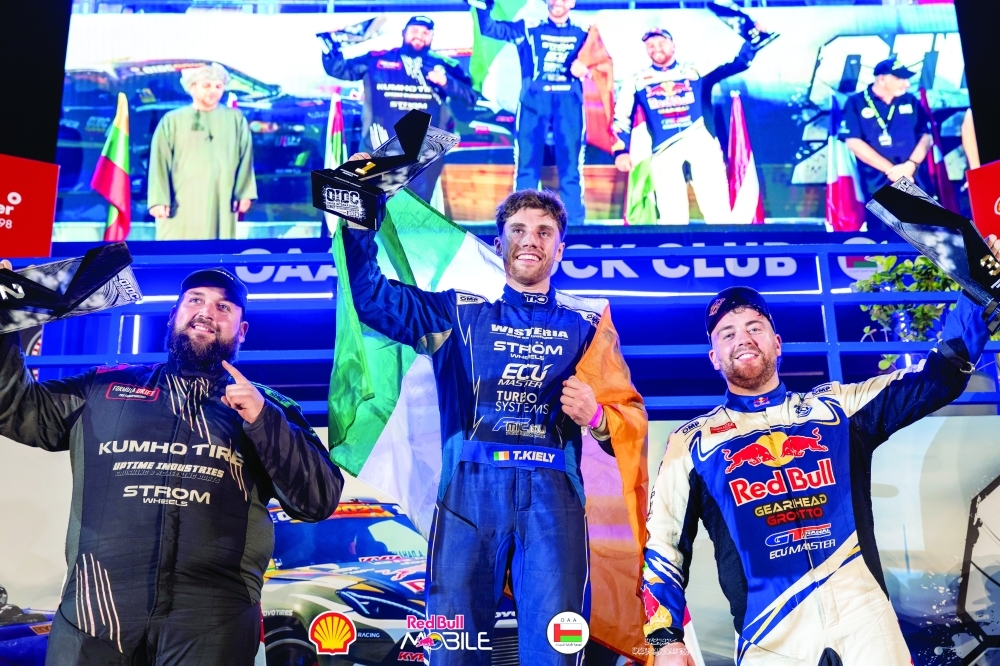 Top three winners on the podium.