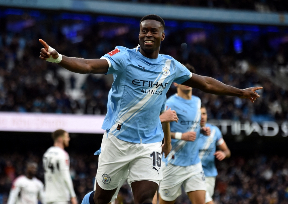   Manchester City's Marc Guehi celebrates scoring their second goal  