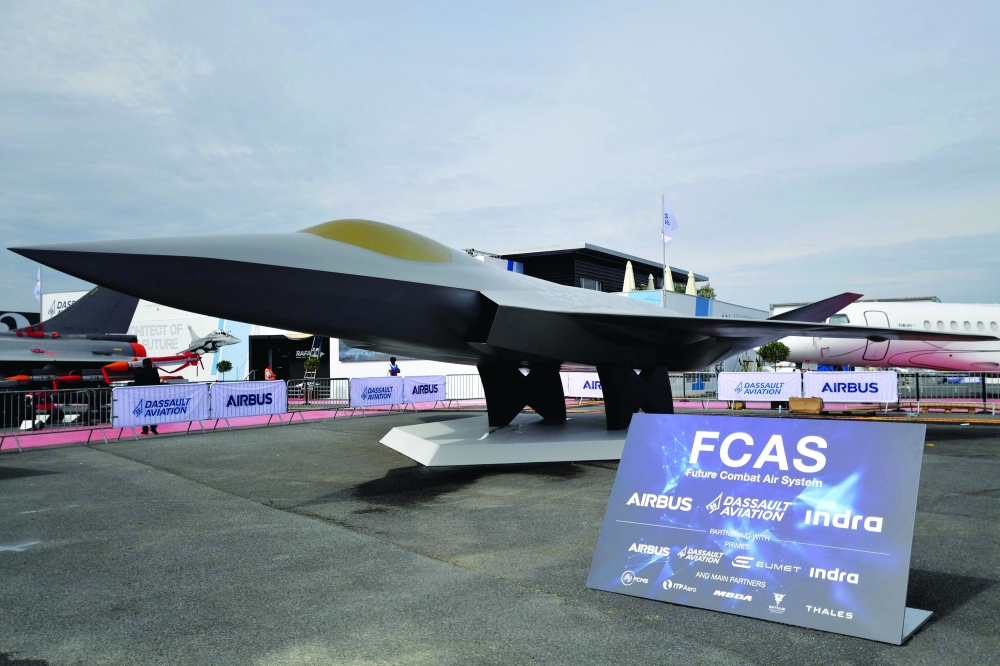 A mock-up of the European New Generation Fighter (NGF) for the Future Combat Air System (FCAS) under development displayed during the International Paris Air Show 