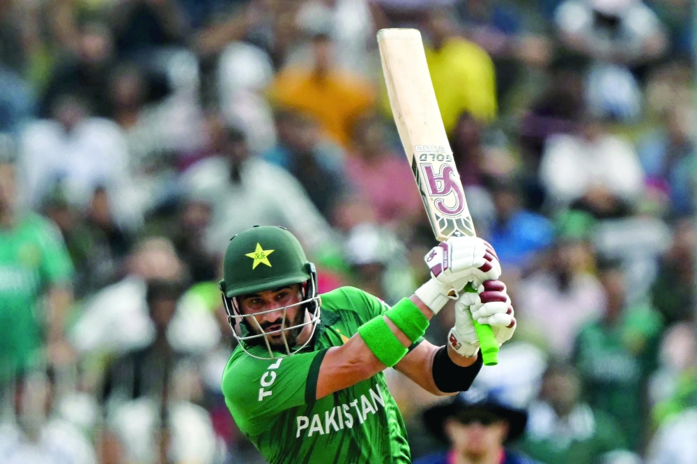 Pakistan's Sahibzada Farhan plays a shot during the 2026 ICC Men's T20 Cricket World Cup group stage match between Pakistan and Namibia 