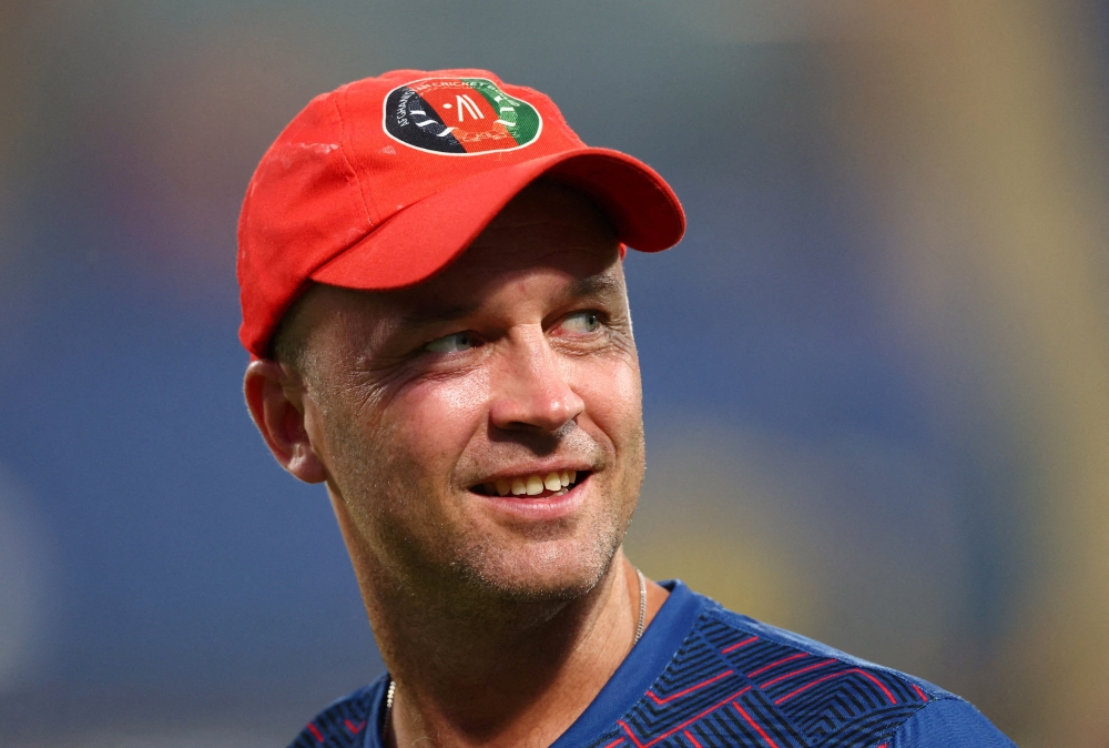  Afghanistan coach Jonathan Trott during England practice 
