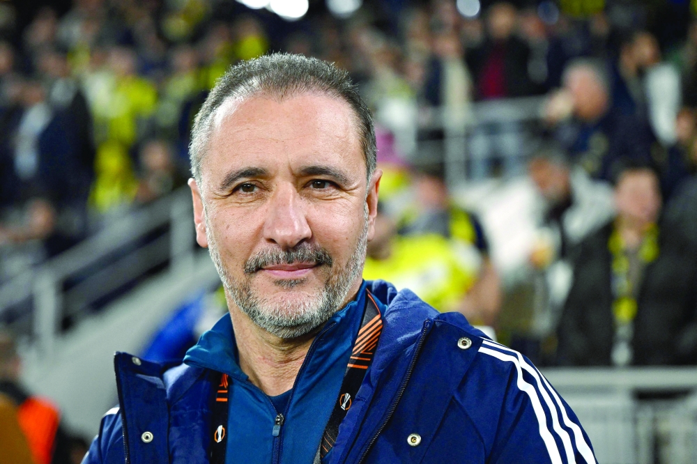 Nottingham Forest's Portuguese Vitor Pereira looks on ahead of the UEFA Europa League - knockout round play-off first leg - football match between Fenerbahce SK and Nottingham Forest FC at the Sukru Saracoglu Stadium in Istanbul on February 19, 2026. (Photo by Yasin AKGUL / AFP)
