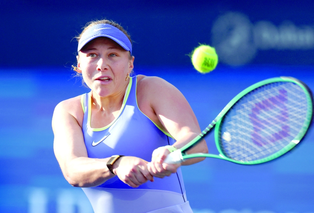 Amanda Anisimova of the US in action during her quarterfinal against Russia's Mira Andreeva in Dubai. — Reuters