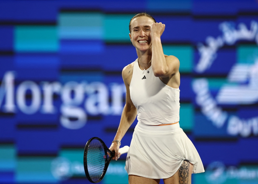  Ukraine's Elina Svitolina celebrates after winning her semi final match against Coco Gauff 