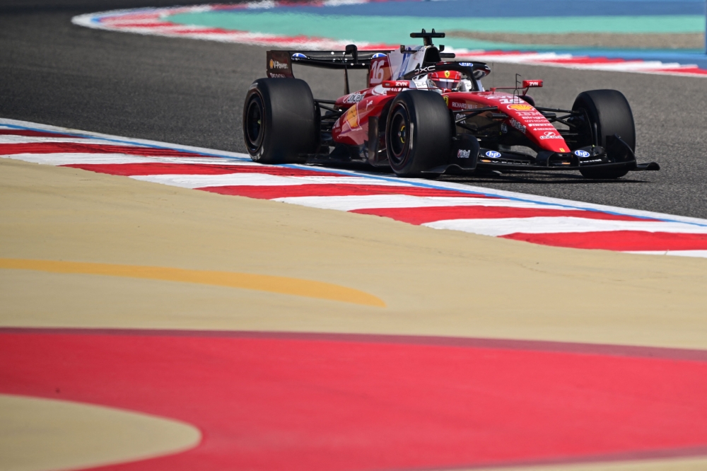 Ferrari's Monegasque driver Charles Leclerc drives on the third day of the Formula One  