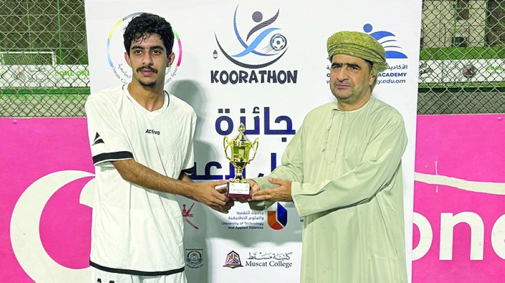 The best player award being presented.