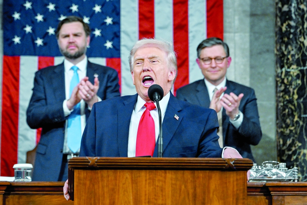 US President Donald Trump delivers the State of the Union address at the US Capitol in Washington DC — Reuters 