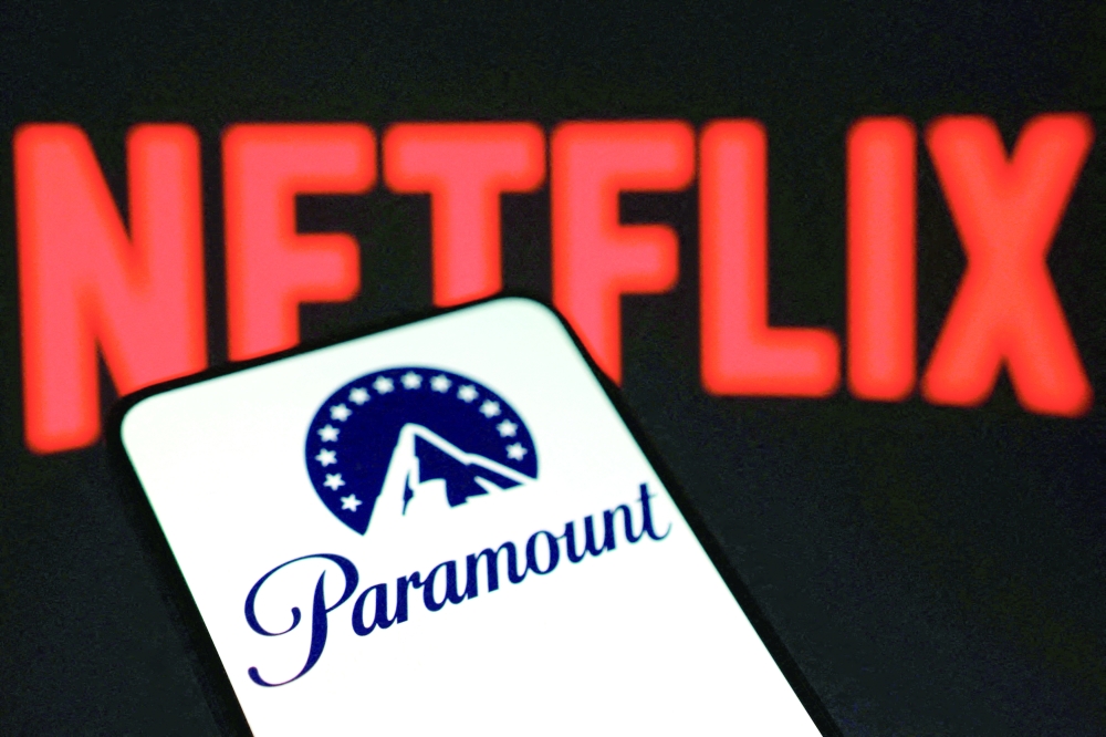 Paramount and Netflix logos are seen in this illustration.