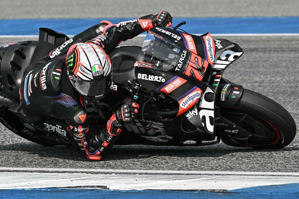 Aprilia Racing's Italian rider Marco Bezzecchi rides 