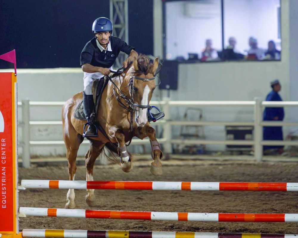 A view of a horse jumping at a height of 70 cm.