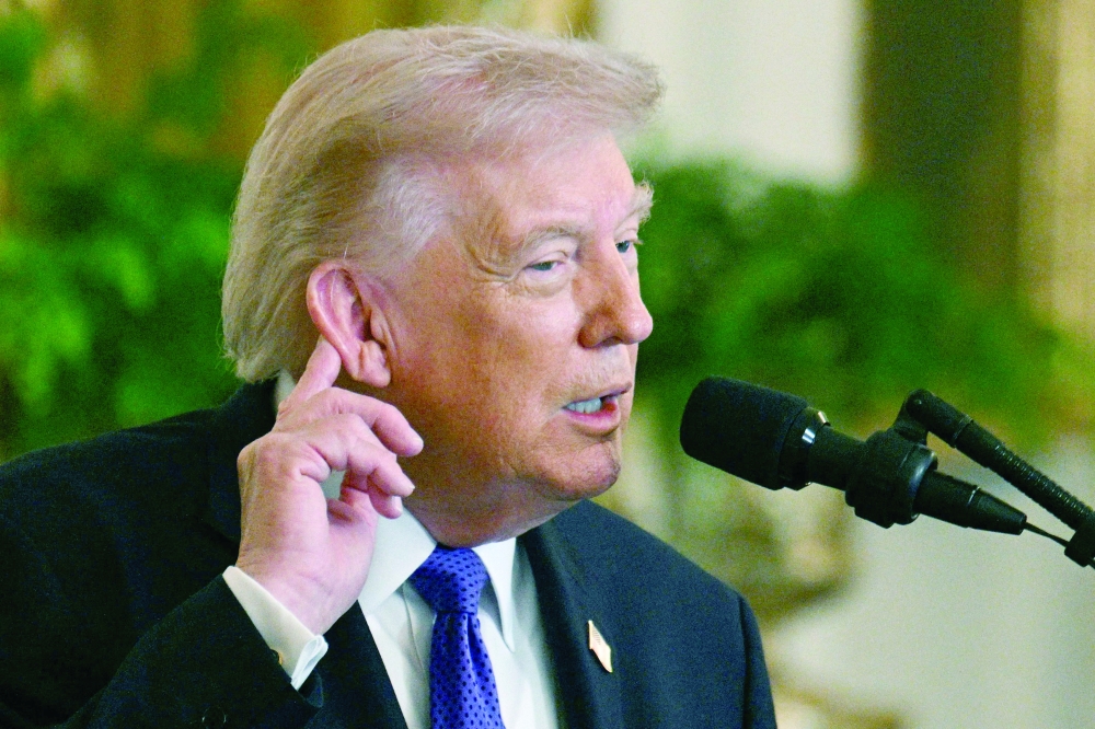 US President Donald Trump speaks during a Medal of Honor ceremony in the East Room of the White House on Monday in Washington, DC. - AFP