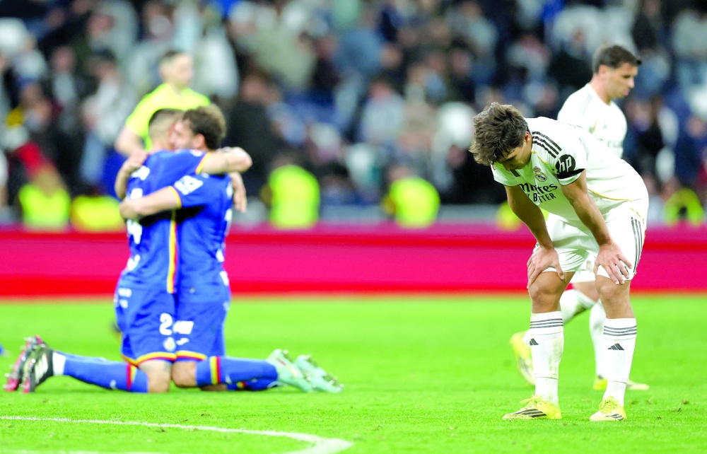 Real Madrid's Gonzalo Garcia looks dejected after the match. — Reuters