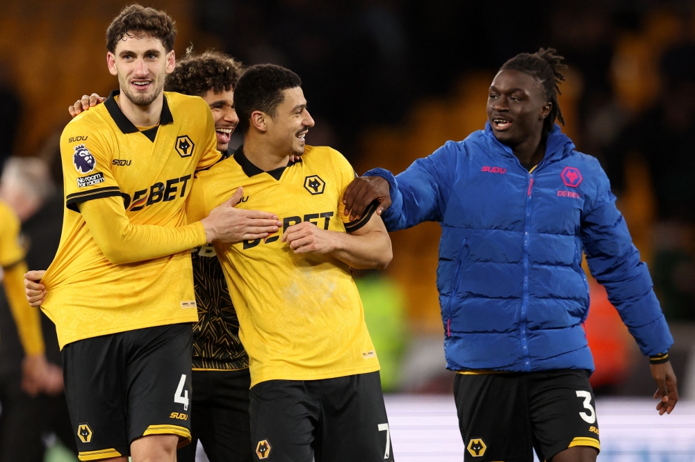   Wolverhampton Wanderers' Andre celebrates after the match  