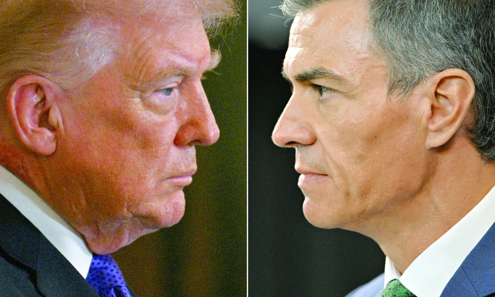 This combination shows US President Donald Trump (L) and Spanish Prime Minister Pedro Sanchez. — AFP
