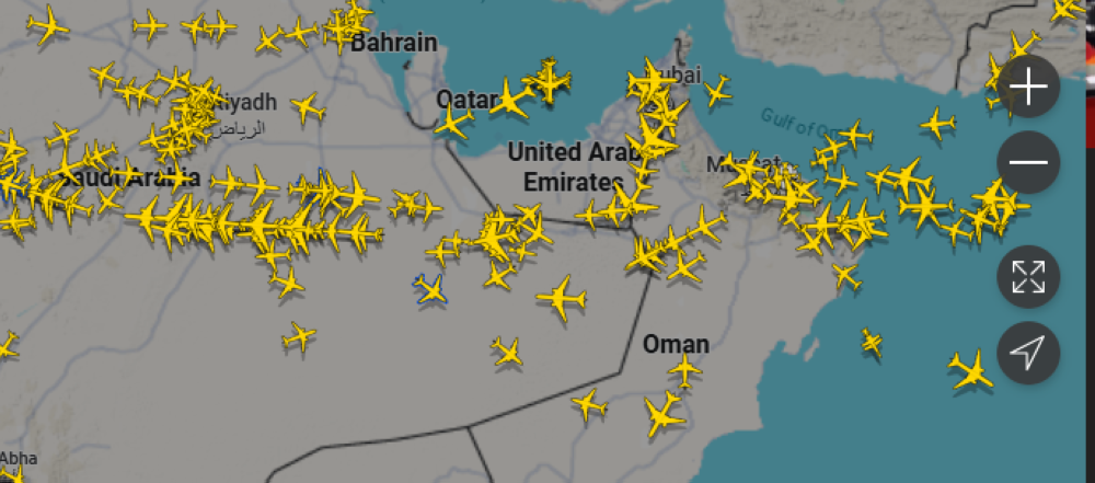 Flight Radar 24: The busy Oman airspace