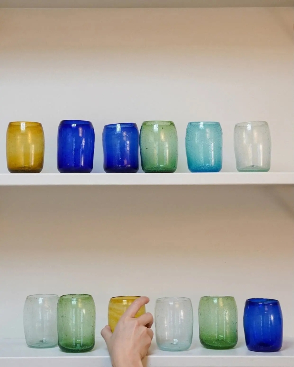 Afghan tumblers, candlesticks and carafes