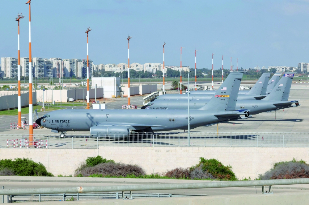 US Air Force military aircraft are seen parked on the tarmac of the Ben Gurion airport near Tel Aviv. — AFP File