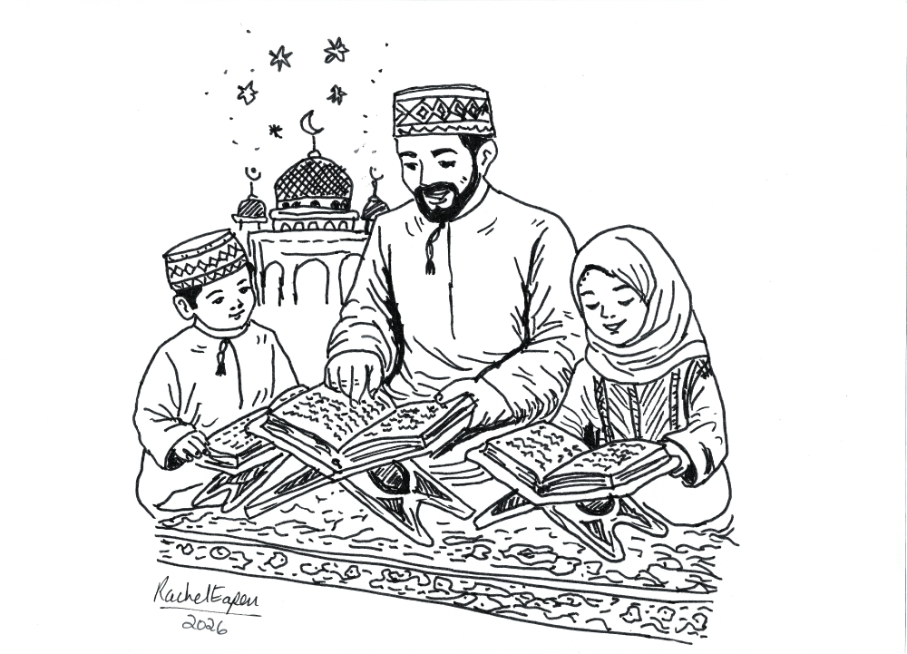 Rachel's illustration on reading Holy Quran during Ramadhan