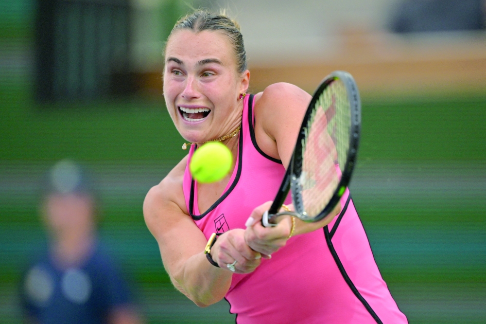 Aryna Sabalenka (BEL) in her the semi final match defeating Linda Noskova (CZE) — Jayne Kamin-Oncea-Imagn Images.