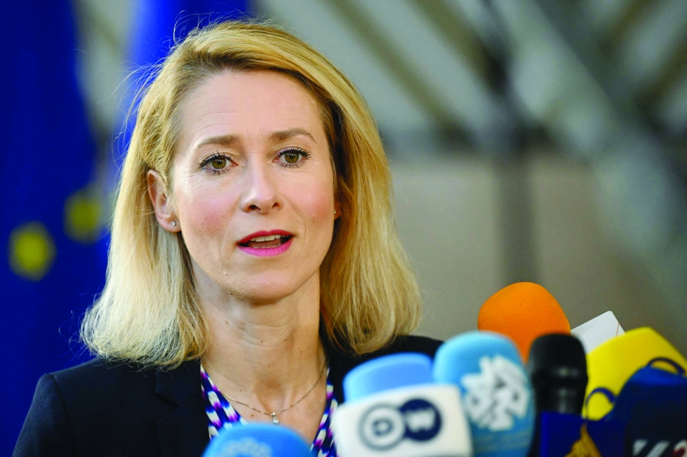 EU High Representative Kaja Kallas addresses the media, in Brussels. — AFP