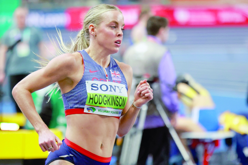 Britain's Keely Hodgkinson competes in the women's 800 metres heat 1 during the World Athletics Indoor Championships Kujawy Pomorze 2026 in Torun, Poland on March 20, 2026. (Photo by Wojtek RADWANSKI / AFP)
