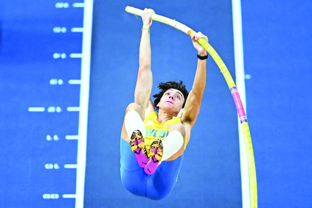 Sweden's Armand Duplantis competes in the men's pole vault final during the World Athletics Indoor Championships Kujawy Pomorze 2026 in Torun, Poland on March 21, 2026. (Photo by Kirill KUDRYAVTSEV / AFP)
