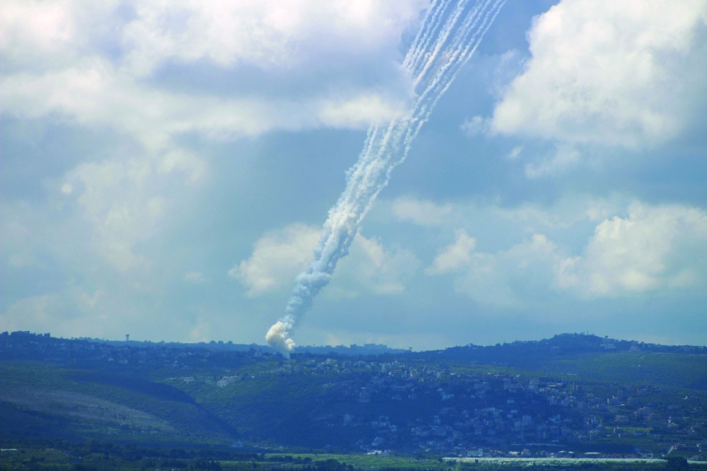 This photograph shows rockets fired from Lebanon towards Israel. — AFP