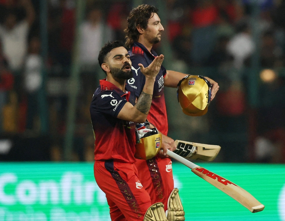 Royal Challengers Bengaluru's Virat Kohli celebrates after the match 