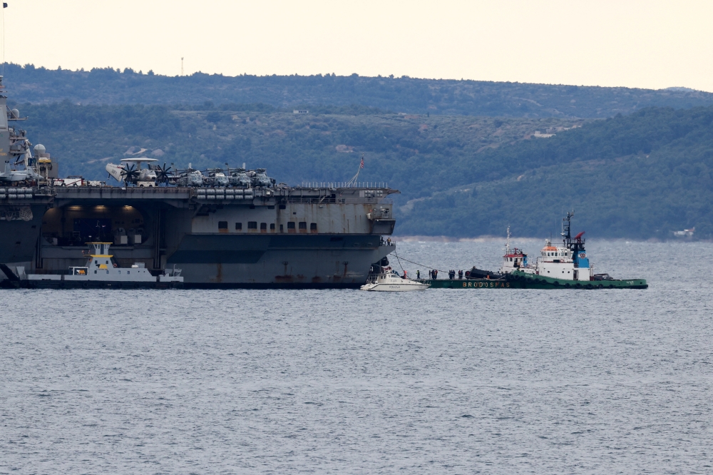 U.S. aircraft carrier "Gerald R. Ford" holds position in front of Split, in the Adriatic Sea