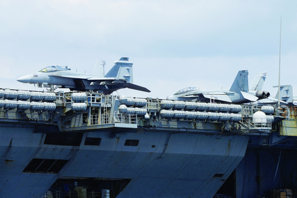The US Navy aircraft carrier USS Nimitz anchors in the Gulf of Panama during the multinational maritime cooperation exercise "Southern Seas 2026", in Panama City, Panama March 30, 2026. REUTERS/Enea Lebrun