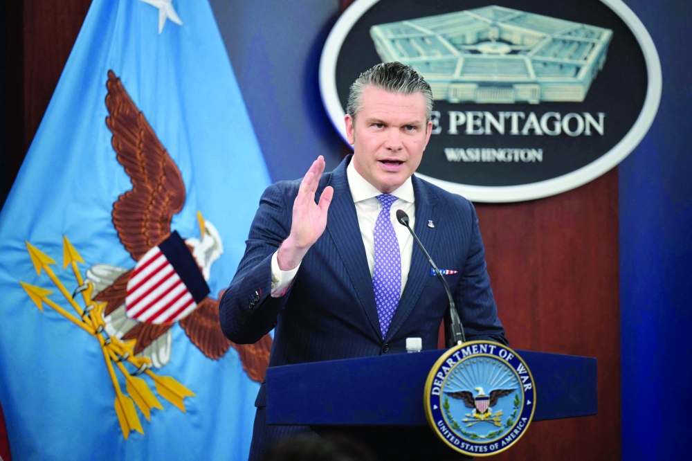 US Secretary of Defence Pete Hegseth speaks during a press briefing at the Pentagon in Washington, DC, on March 31, 2026. Hegseth said on Tuesday that talks on ending the Iran war are making progress even as the more than month-long US-Israeli military campaign against the Islamic republic continued. "They are very real. They are ongoing, they are active, and I think, gaining strength," Hegseth told reporters of the negotiations.