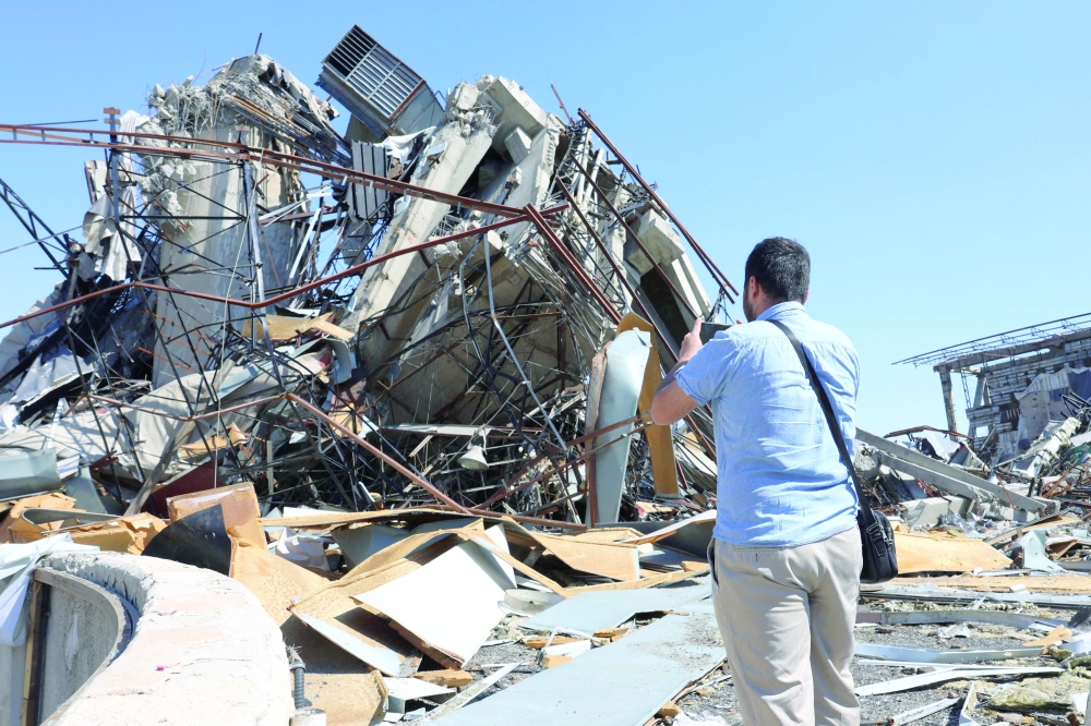 A heavily damaged building following a strike at the Azadi Sport Complex in Tehran. — AFP