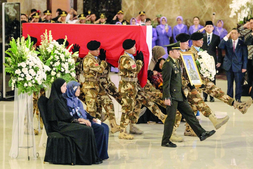 A coffin of Indonesian soldier killed while serving with the United Nations Interim Force in Lebanon (UNIFIL) arrive at Soekarno-Hatta International Airport. — AFP