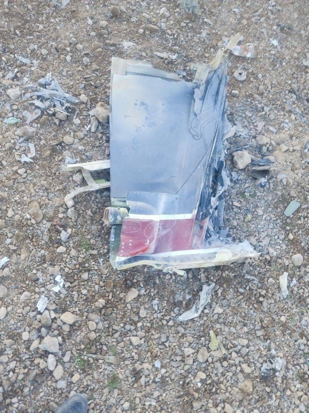 The Iranian state media said to show fragments of a downed U.S. jet in this picture said to be taken in central Iran