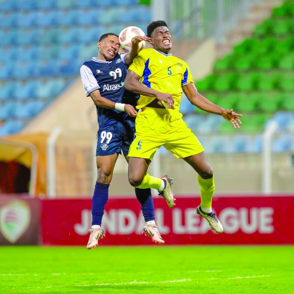 Bahla players celebrate during their emphatic win over Al Shabab in the Jindal League.
