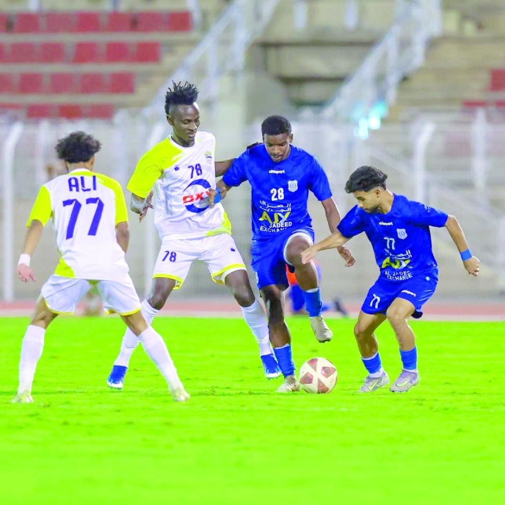 Al Nasr’s attacking players in action during their entertaining 4-2 victory over Ibri