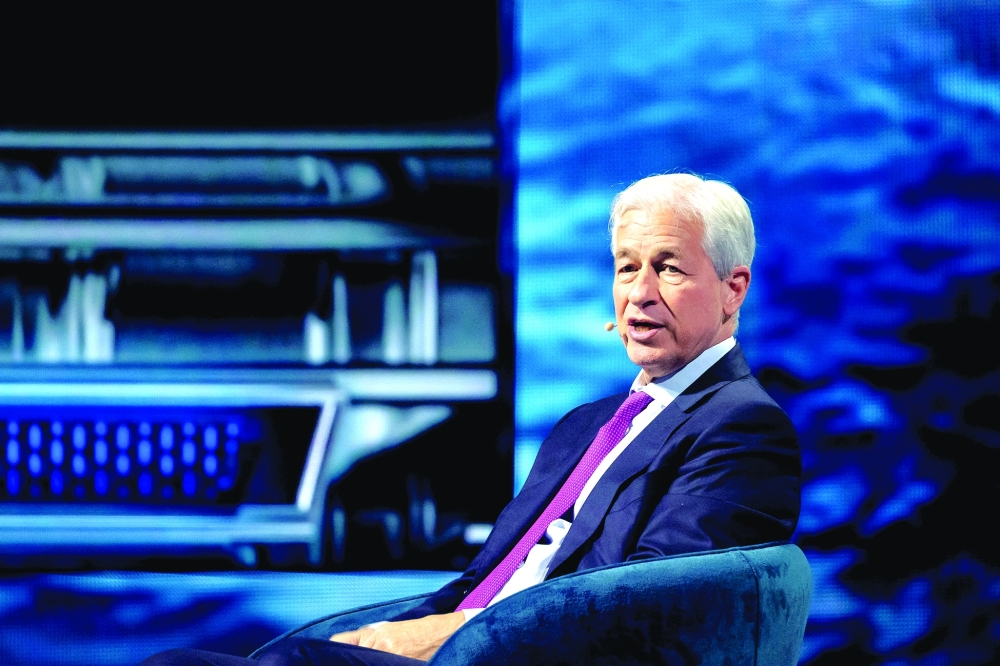 Jamie Dimon, Chairman and Chief Executive Officer of JPMorgan Chase & Co, speaks during the America Business Forum at Kaseya Centre in Miami, Florida. — Reuters