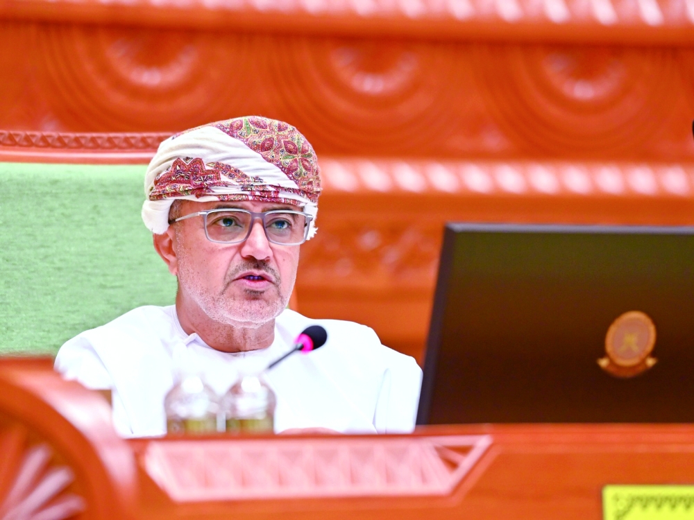 Said bin Hamoud al Maawali, Minister of Transport, Communications and Information Technology, at the Shura session in Muscat on Tuesday. 