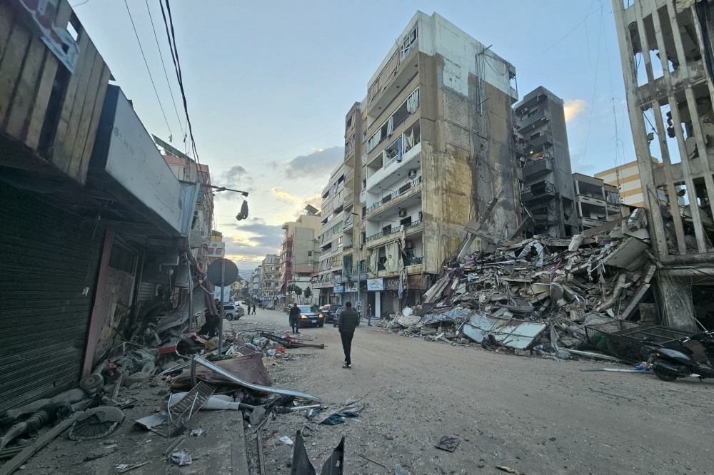 This picture taken on April 9, 2026, shows the aftermath of the previous day's Israeli airstrikes that targeted southern Beirut