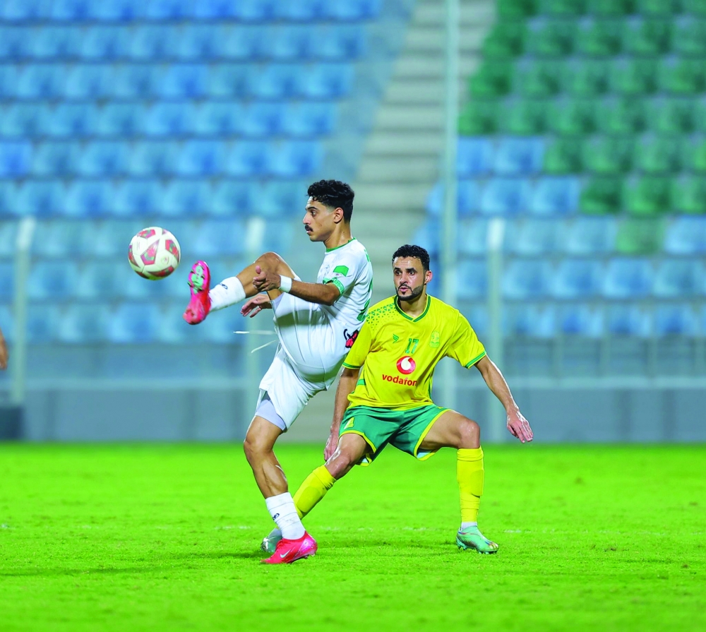 Seeb and Samayil players fight for the ball during the Jindal League.