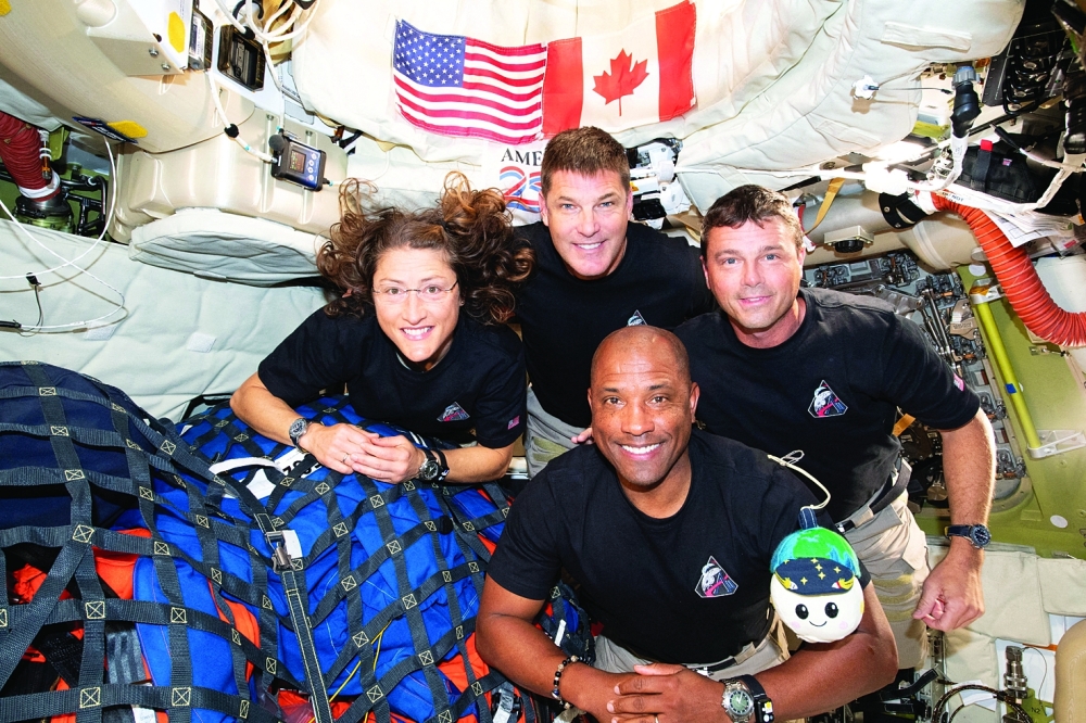 Christina Koch, Jeremy Hansen, Reid Wiseman and Victor Glover inside the Orion spacecraft. — Reuters