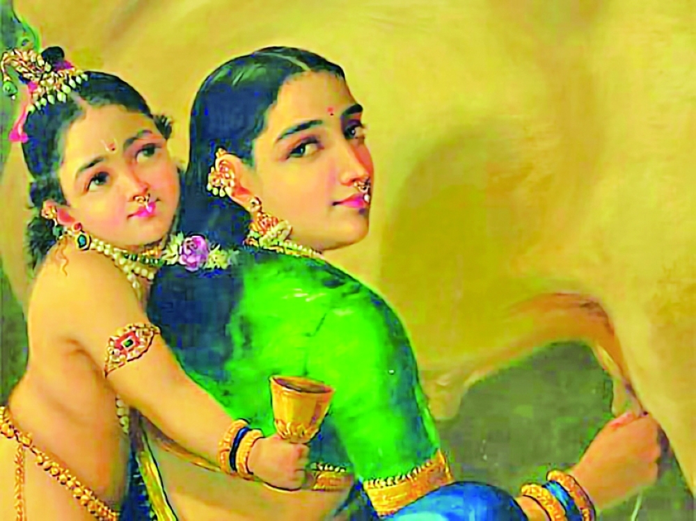 "Yashoda and Krishna" painting by 19th century artist Raja Ravi Varma. — AFP