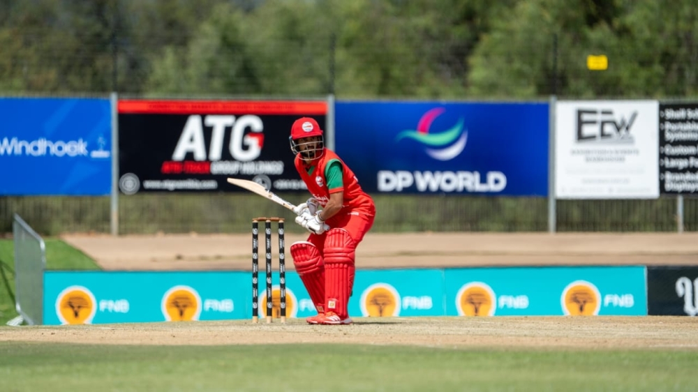 Oman's Hammad Mirza in action during his knock of 81 against Namibia in Windhoek on Friday.