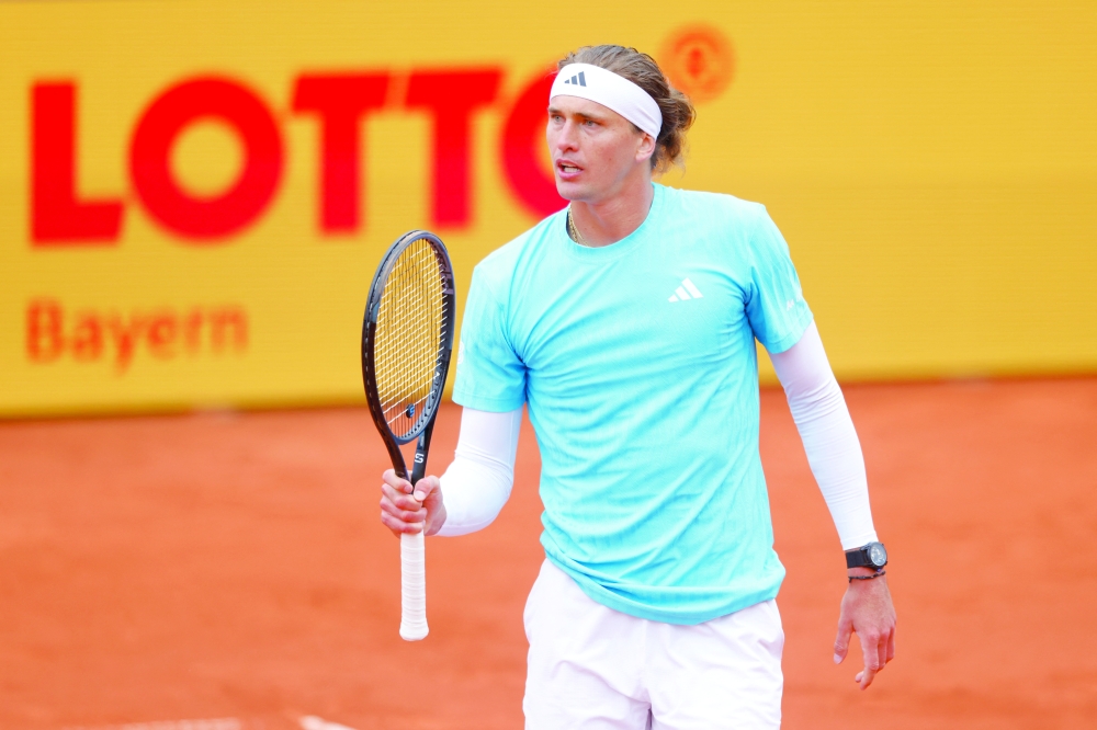 Germany's Alexander Zverev reacts during his round of 32 match against Serbia's Miomir Kecmanovic at Munich Open. — Reuters 