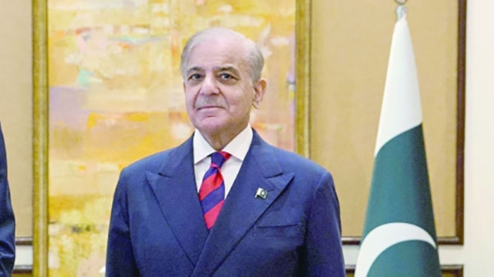 Pakistan’s Prime Minister Shehbaz Sharif takes his seat in Islamabad for a meeting. — Reuters