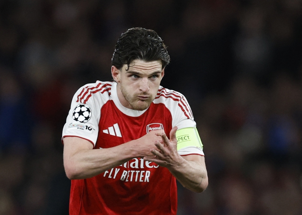   Arsenal's Declan Rice reacts 