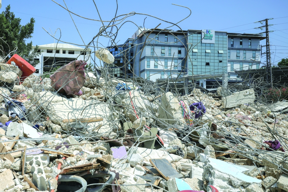 Rubble and people's belongings, in the aftermath of Israeli strikes near Hiram Hospital in Tyre, south Lebanon. - Reuters