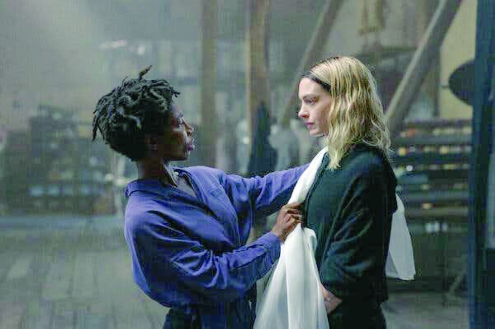 Anne Hathaway with Michaela Coel in Mother Mary