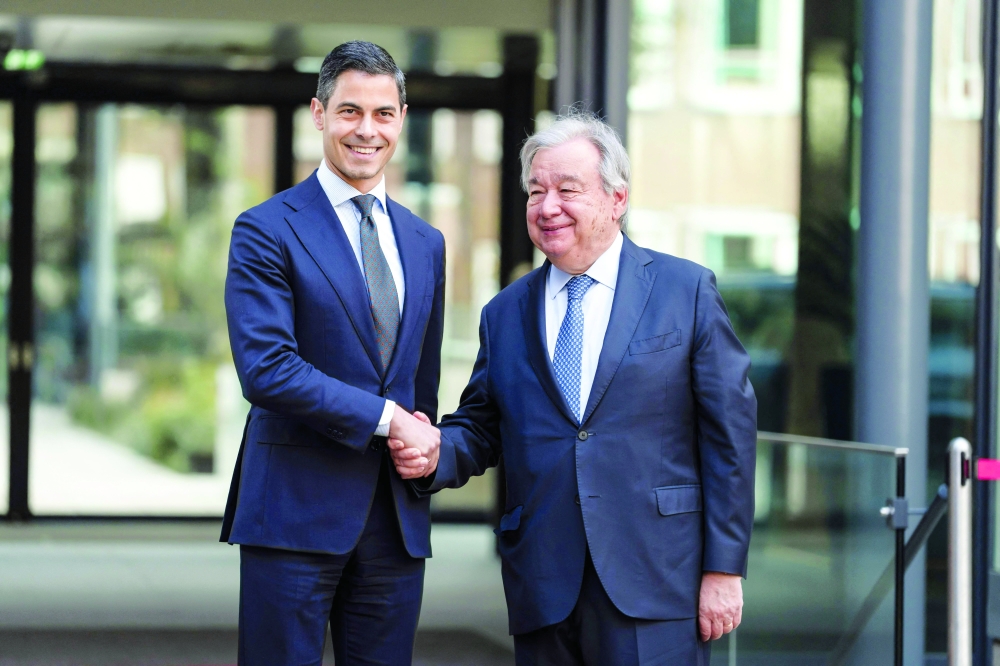 Dutch Prime Minister Rob Jetten with the Secretary-General of the United Nations, Antonio Guterres, before a meeting at the Ministry of General Affairs in The Hague. — AFP